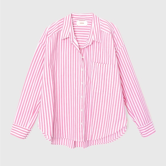 XiRENA Tops - Xirena Jordy Striped Pink & White Button-Up Shirt